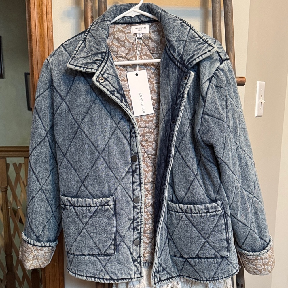 Blue Denim Quilted Jacket. Size small